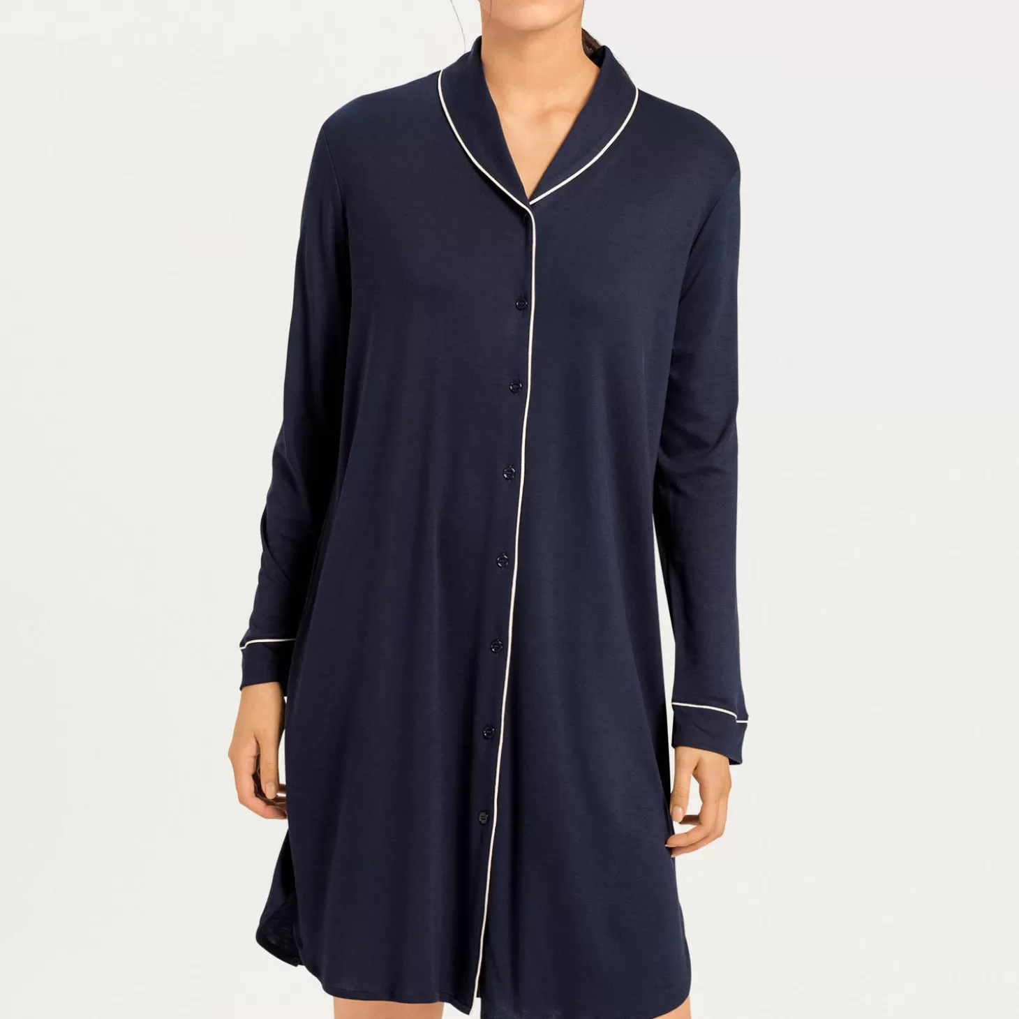 Hanro Chemise De Nuit Col Chemise-Femme Chemise De Nuit