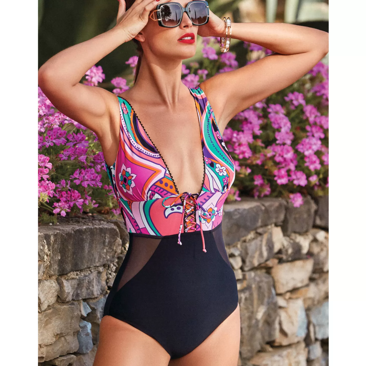 Miradonna Maillot De Bain 1 Pièce Lissant Decollete Galene Sans Armatures-Femme Gainant / Sculptant / Ventre Plat