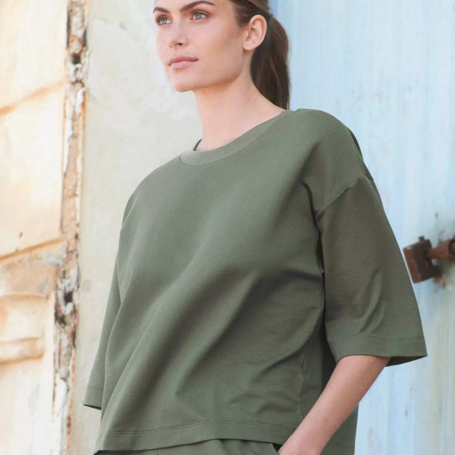 Hanro Sweat Manches 3/4 En Coton-Femme Ensemble De Détente