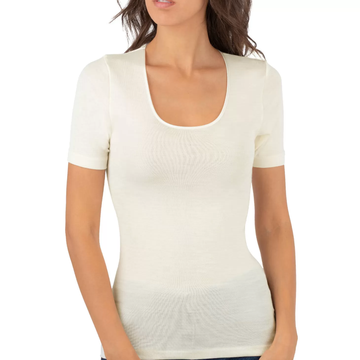 Oscalito Top Manches Courtes En Laine Merinos Et Soie-Femme Caraco Et Top