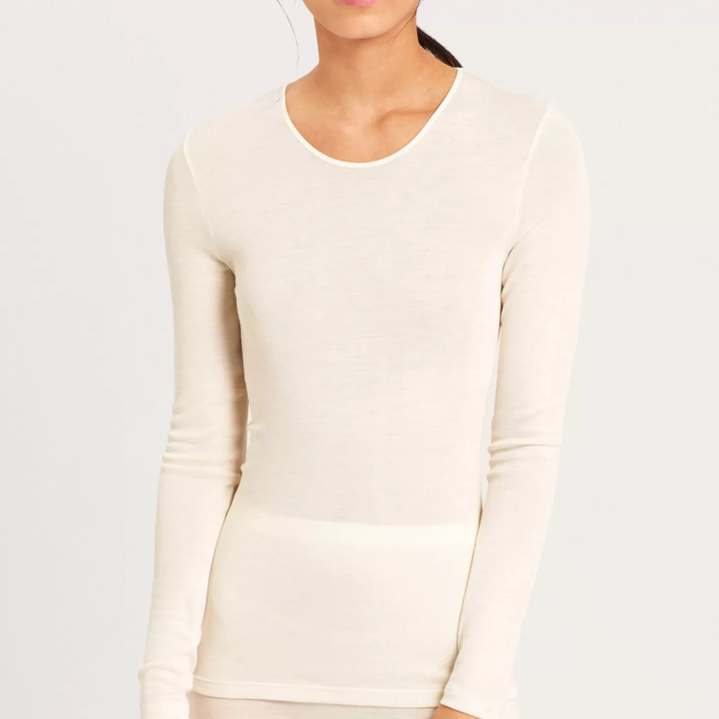 Hanro Top Manches Longues En Laine Et Soie-Femme Caraco Et Top