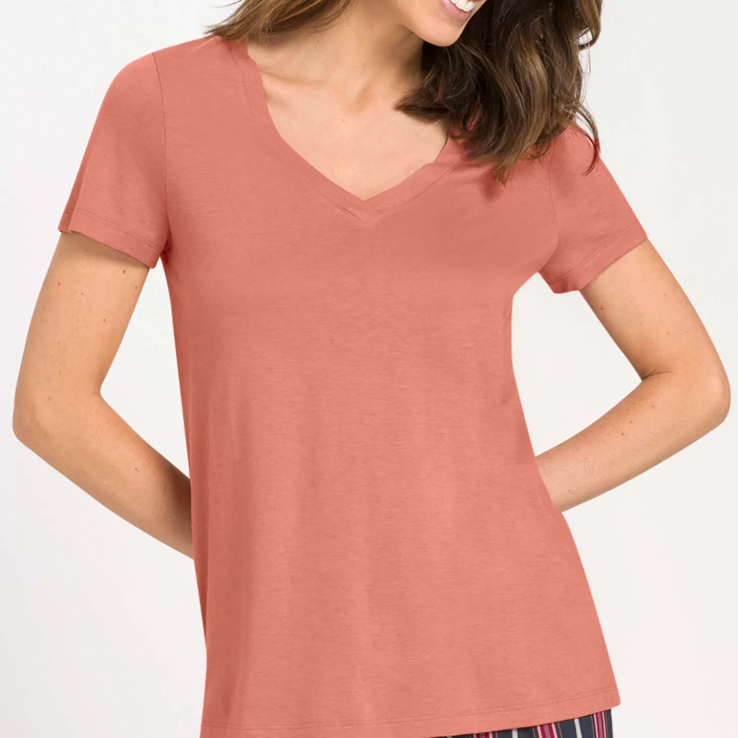 Hanro T-Shirt Manches Courtes En Coton-Femme Ensemble De Détente