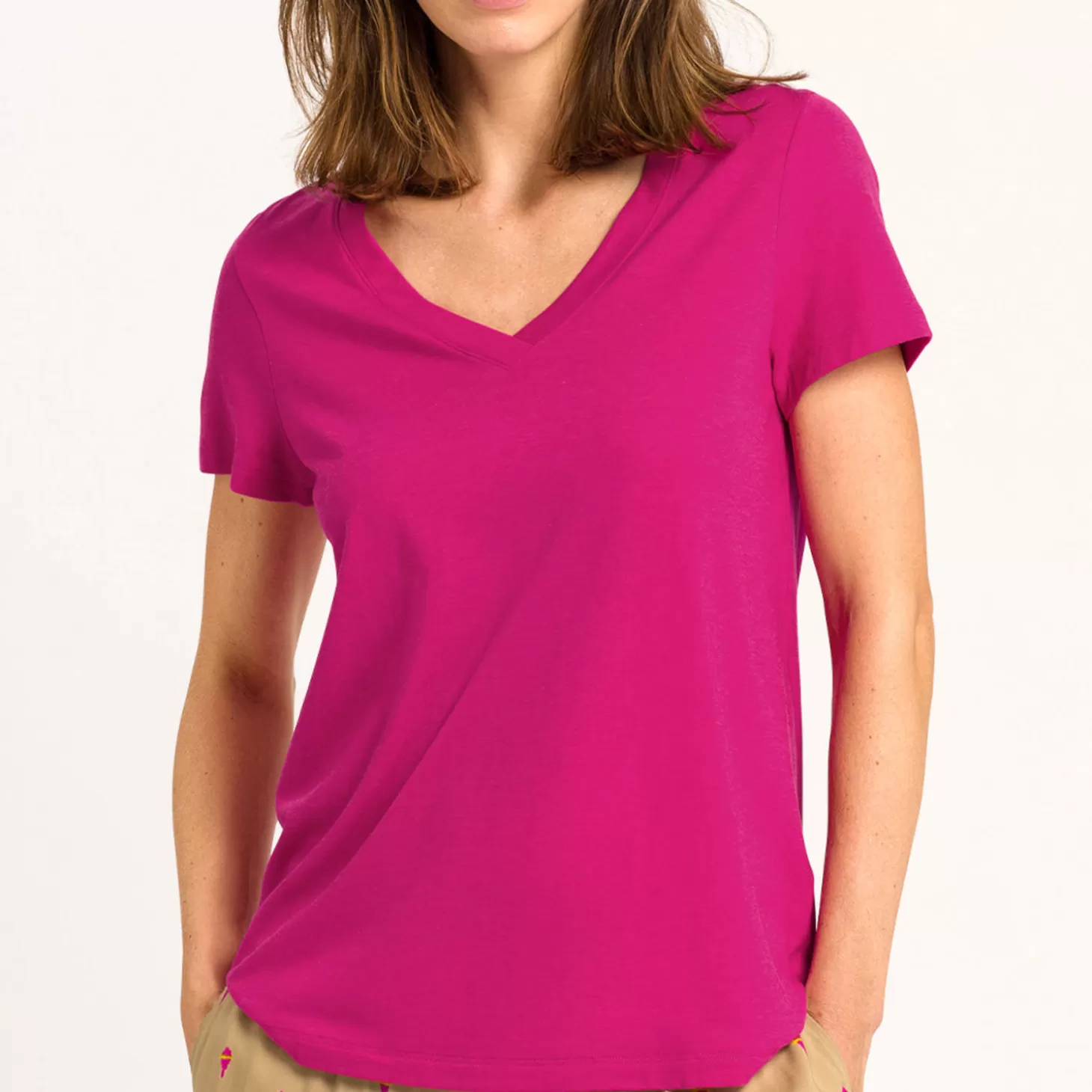 Hanro T-Shirt Manches Courtes En Coton-Femme Ensemble De Détente